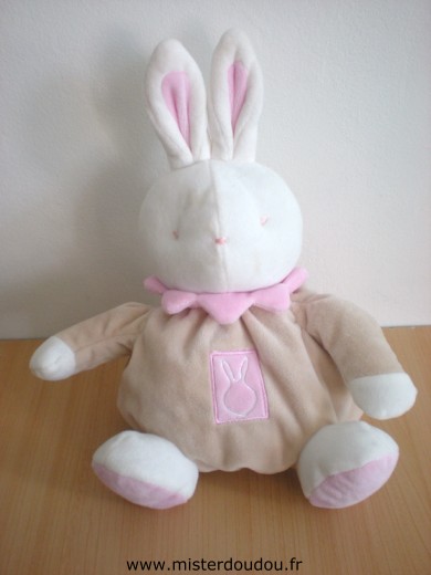 Doudou Lapin Klorane Beige rose blanc 