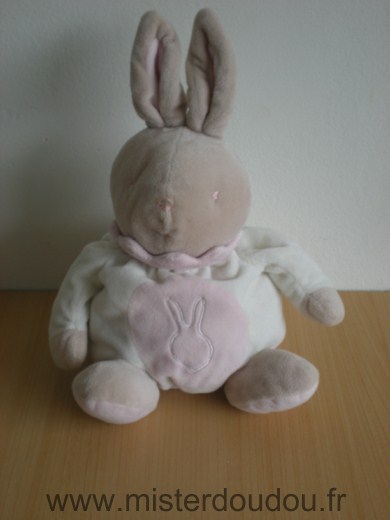 Doudou Lapin Klorane Blanc beige rose 