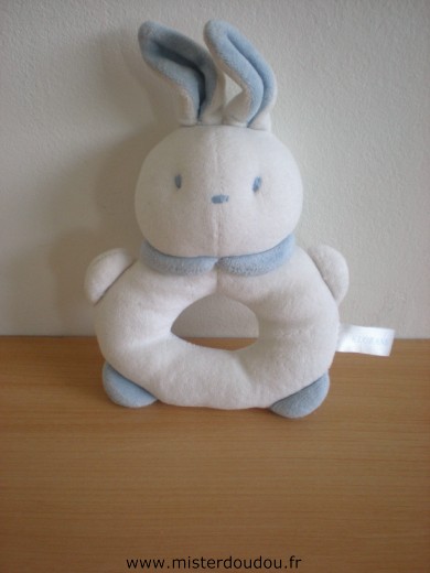 Doudou Lapin Klorane Blanc bleu 