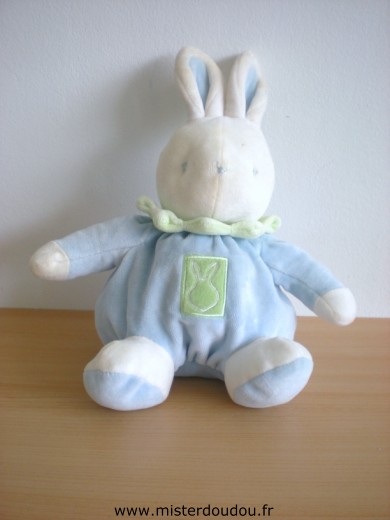 Doudou Lapin Klorane Bleu blanc 