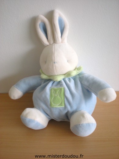 Doudou Lapin Klorane Bleu blanc vert 