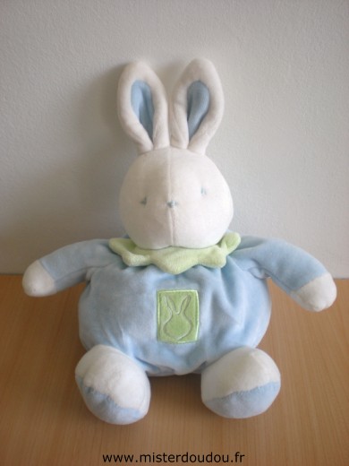 Doudou Lapin Klorane Bleu vert blanc 