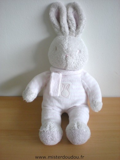 Doudou Lapin Klorane Rose blanc rayé 