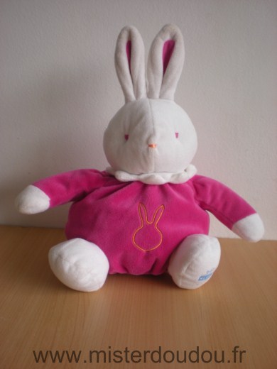 Doudou Lapin Klorane Rose fushia blanc 