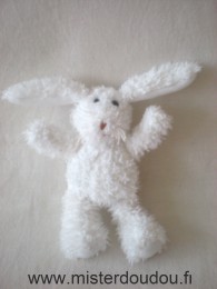 Doudou Lapin - marque non connue - Blanc Billes noires pour les yeux et nez cousu marron