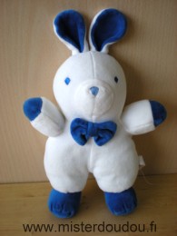 Doudou Lapin - Marque non connue - Blanc bleu 