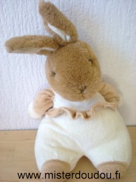 Doudou Lapin - Marque non connue - En tissus éponge jaune et peluche marron 