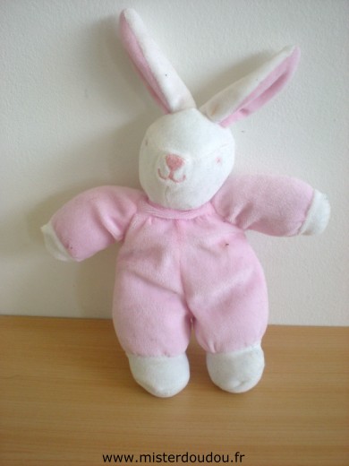 Doudou Lapin - Marque non connue - Rose  blanc 