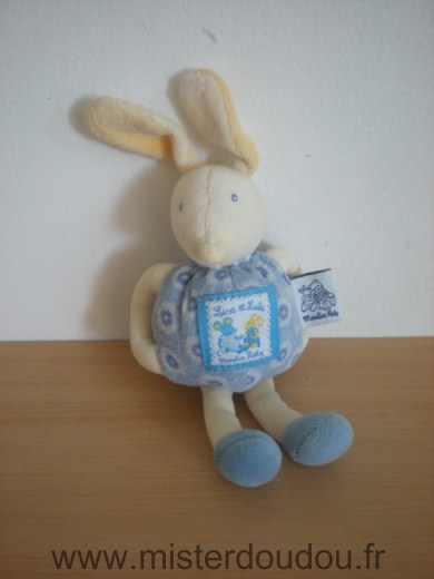 Doudou Lapin Moulin roty Bleu collection lise et lulu 