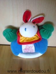 Doudou Lapin Moulin roty Bleu rouge vert jaune blanc 