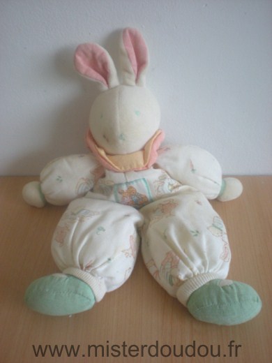 Doudou Lapin Moulin roty Ecru motifs ours lapins 