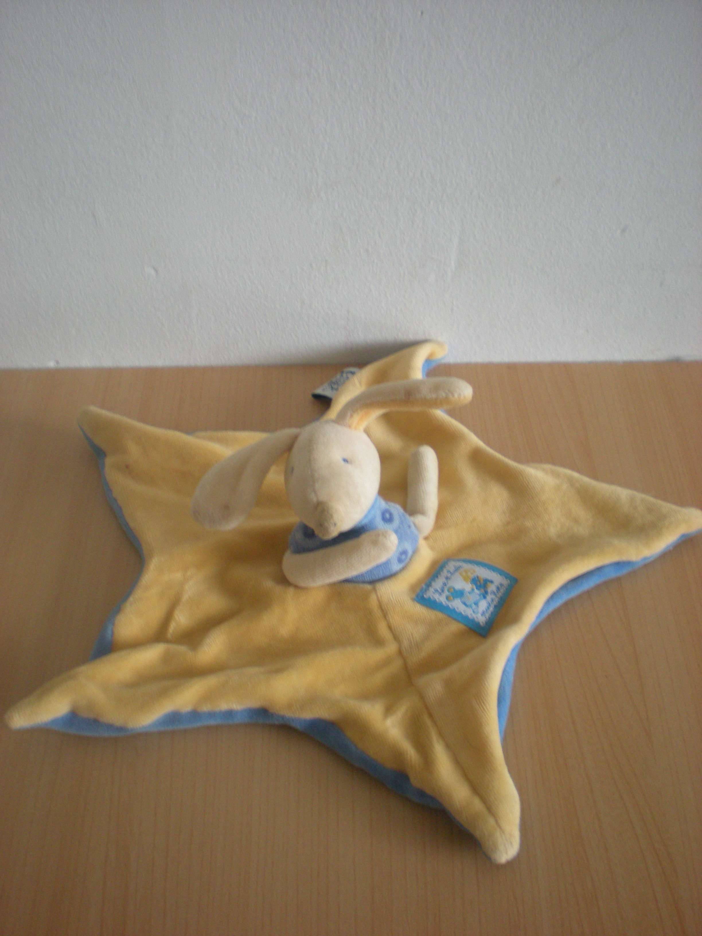 Doudou Lapin Moulin roty Jaune bleu lise et lulu 