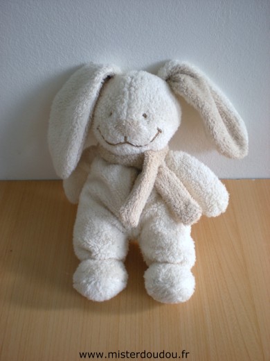 Doudou Lapin Nicotoy Beige écharpe marron 