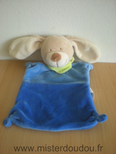 Doudou Lapin Nicotoy Bleu marine foulard vert 