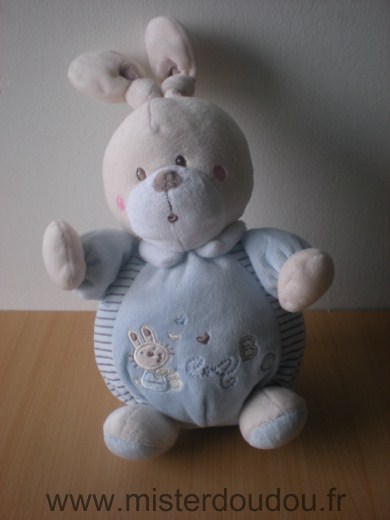 Doudou Lapin Nicotoy Bleubrodé  a b c lapin brodé 