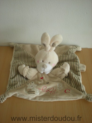 Doudou Lapin Nicotoy Marron a b c 