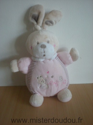 Doudou Lapin Nicotoy Rose motif lapin a b c La boite sonore ne fonctionne plus