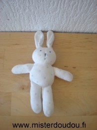 Doudou Lapin Petit bateau Blanc points bleus Mini lapin de 12 cm