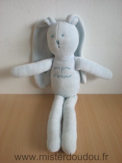 Doudou Lapin Petit bateau Bleu en velours 