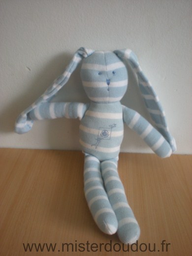 Doudou Lapin Petit bateau Rayé blanc bleu 