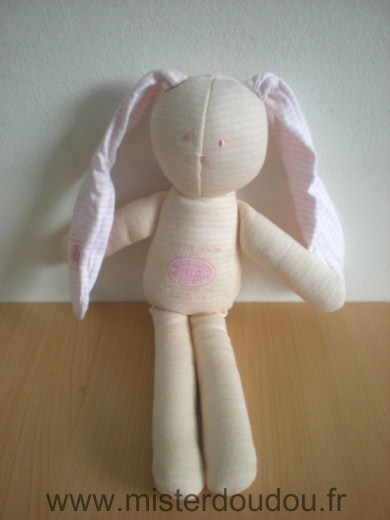 Doudou Lapin Petit bateau Rayé rose blanc 