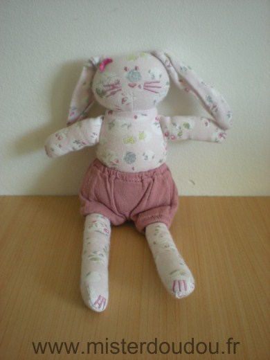 Doudou Lapin Petit bateau Rose à motifs short rose 