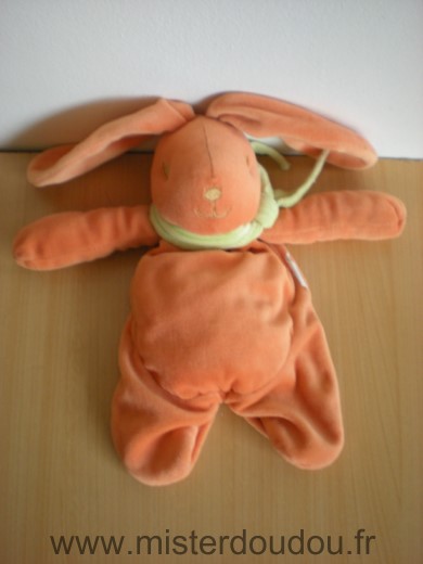 Doudou Lapin Pommette Orange foulard vert 