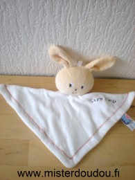 Doudou Lapin Sucre d orge Blanc tête beige brodé sucre d'orge 