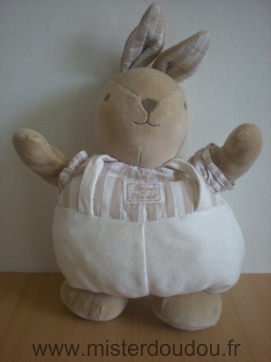 Doudou Lapin Tartine et chocolat Beige 