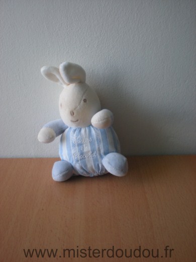 Doudou Lapin Tartine et chocolat Bleu blanc 