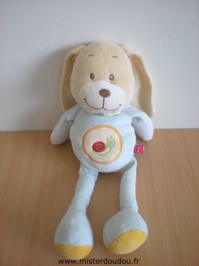 Doudou Lapin Tex Bleu avec escargot rouge Bon etat general mais une tache derriere la tete et une sur l oreille - le proposons pour dépanner petit prix