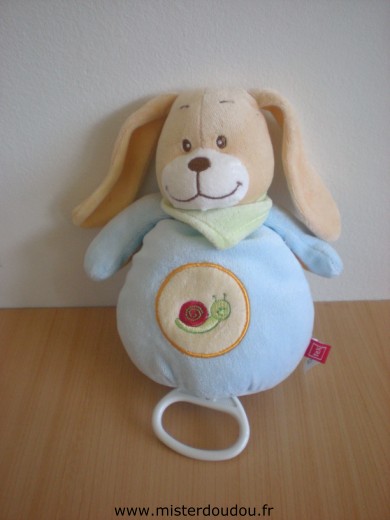 Doudou Lapin Tex Bleu escargot rouge 