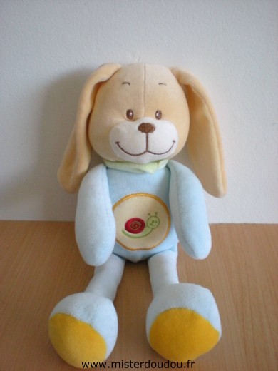 Doudou Lapin Tex Bleu escargot rouge 