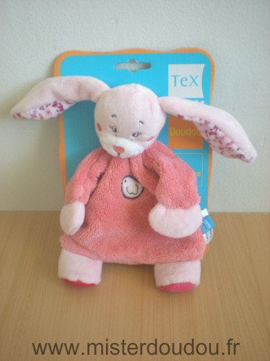 Doudou Lapin Tex Rose blanc 