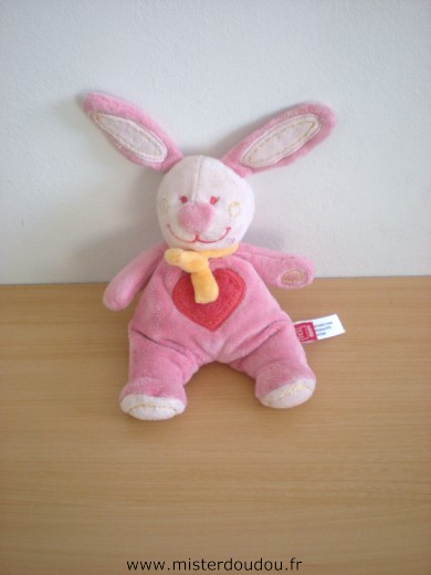 Doudou Lapin Tex Rose coeur rouge Petit modèle