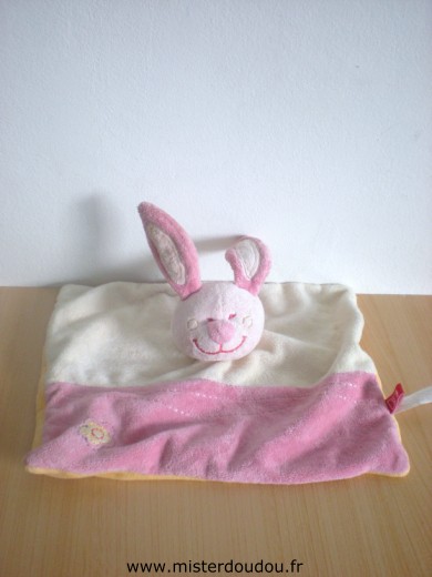 Doudou Lapin Tex Rose ecru orange dessous 