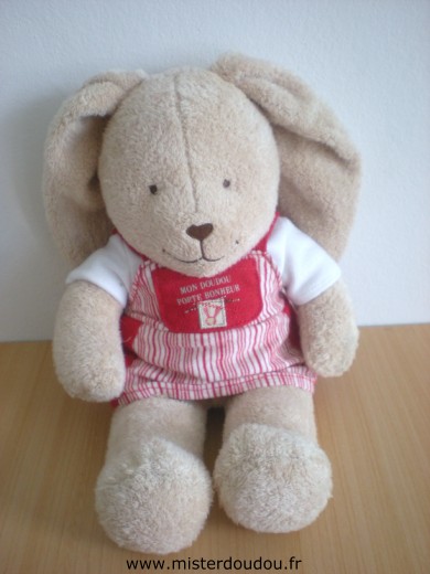 Doudou Lapin Nicotoy Beige robe rouge 