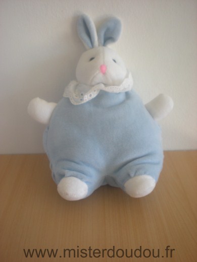 Doudou Lapin 0 Bleu blanc 