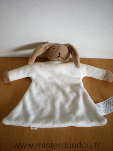 Doudou Lapin 0 Tissus eponge blanc marron 