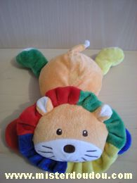 Doudou Lion - Marque non connue - Orange rouge jaune vert bleu 