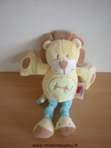 Doudou Lion Tex Jaune vert bleu 