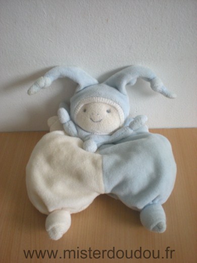 Doudou Lutin Jollybaby Ecru bleu 