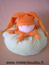 Doudou Lutin - Marque non connue - Vert orange Bonnet usé