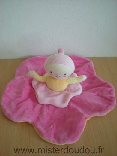 Doudou Lutin Moulin roty Dim dam doum les petits doudous rose et jaune 