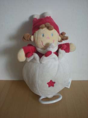 Doudou Lutin Nicotoy Blanc rouge étoile rouge 