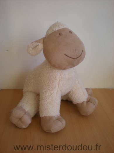 Doudou Mouton Nature et découvertes Blanc beige 