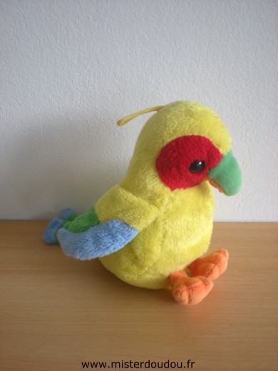 Doudou Oiseau Gipsy Jaune rouge bleu vert Boite sonore ne fonctionne plus