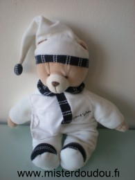 Doudou Ours Baby nat Blanc bleu marine bout'chou 