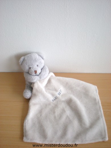 Doudou Ours Baby nat Gris mouchoir beige 