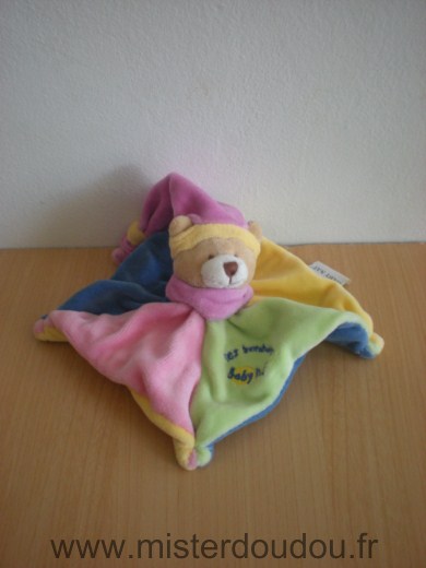 Doudou Ours Baby nat Les bonbons , bleu rose vert jaune 